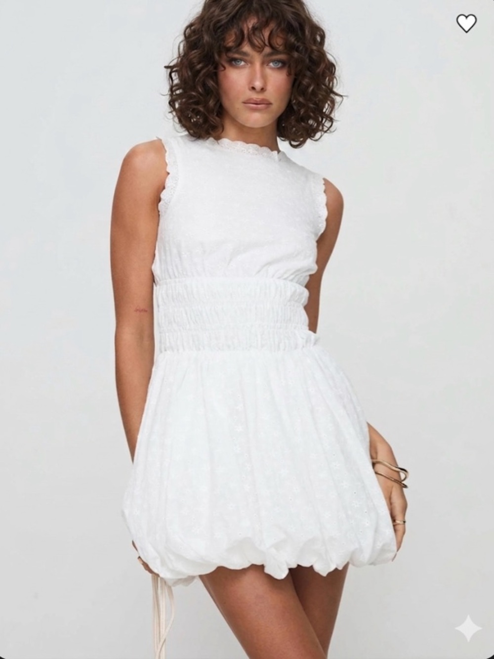 Princess Polly Vittoria White Bubble Hem Mini Dress Size 6 EUC Coastalgrandchild